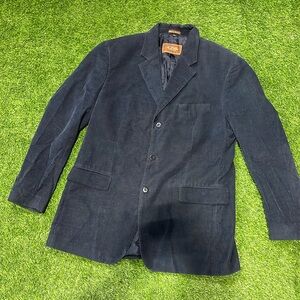 Men’s navy blue corduroy blazer.